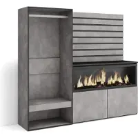 Skraut Home Sideboard, Kommode, 167x35x145 cm, Für Schlafzimmer, Zimmer, Elektrokamin XXL, Offener Kleiderschrank, Zementgrau