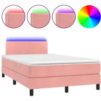 Syfax Boxspringbett mit Matratze & LED Rosa 120x190 cm Samt