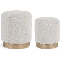 Bizzotto 2er Set Pouf Zoya 37 x 37 x 42 cm MDF Esche Polyester Grau Natur