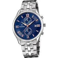 Festina Edelstahl Herren Uhr F6854/6 Analog Armband-Uhr silber Retro D2UF6854/6
