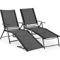 Costway 2er Set Sonnenliege klappbar, Gartenliege Liegestuhl mit verstellbarer Rückenlehne, Fußteil & atmungsaktivem Sitzstoff, bis 150kg Schwarz