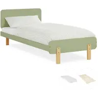 Homestyle4u Holzbett 90x200 Kinder mit Lattenrost und Matratze mit Standard 100 Grün Junge Kinderbett Jugendbett Kiefer Massivholz