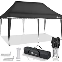 Tillvex Pavillon 3x6m Anthrazit wasserdicht | Pop-Up Faltpavillon höhenverstellbar | Gartenzelt UV Schutz 50+ | Partyzelt mit Tasche für Garten