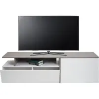 Mendler TV-Rack MCW-L34, Lowboard Fernsehtisch Sideboard TV-Schrank Kommode, Holz 45x161x40cm Staufach, Beton-Optik weiß