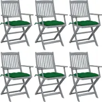 vidaXL HOMMIE Outdoor-Stuhl ,Klappbare 6er Set Gartenstühle mit Kissen Massivholz Akazie Relaxsessel Armlehnstuhl & schlichten Design