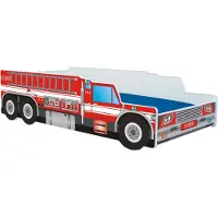 KIDS Collection Autobett Kinderbett Jugendbett 80x160 | Feuerwehr Feuerwehrauto Feuerwehrmann Kinder Spielbett, ohne Matratze