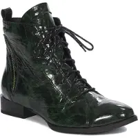 MACIEJKA Grüne Damenstiefeletten mit Schnürung, Reißverschluss, mandelförmiger Spitze und niedrigem Absatz 0662109009