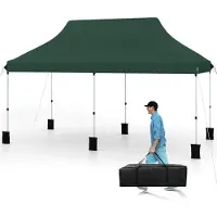 Costway 3x6m Pavillon, Faltpavillon Partyzelt wasserabweisend, stabil, UV-Schutz 50+, höhenverstellbar, Gartenpavillon mit Tragetasche Grün