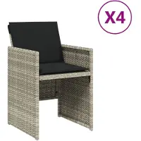vidaXL Gartenstühle mit Kissen 4 Stk. Hellgrau Poly Rattan