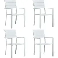 vidaXL "im Angebot" Gartenstühle 4 Stk. - bis 150 kg - Weiß HDPE Holz-Optik - Stapelsessel CC20138