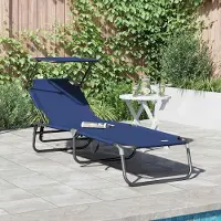 vidaXL "im Angebot" Klappbare Sonnenliege 1-Personen - Strandliege - Blau 190x57x81 cm Oxford - Gartenliegen CC18800