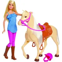 Mattel Puppe & Pferd (blonde Haare)