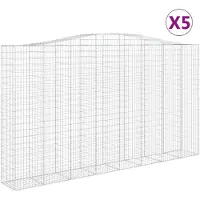 vidaXL Gabionen mit Hochbogen 5 Stk. 400x50x220/240cm Verzinktes Eisen