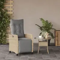 vidaXL "Winter Sale" Gartenstühle - Beige Gartensessel mit Fußteil Verstellbar Beigemischung Poly Rattan DE3104268