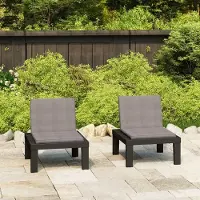 vidaXL "im " Gartenstühle mit Auflagen 2 Stk. - bis 150 kg - Kunststoff Grau - Stapelsessel CC2599