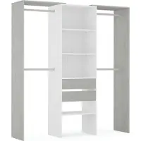 Dmora Garderobe Djajal, Struktur für begehbaren Kleiderschrank, Offener Kleiderschrank ohne Türen, Begehbarer Kleiderschrank, 179x50h202 cm, Weiß und Zement