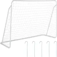 Relaxdays Fußballtor Garten, Kinder & Erwachsene, Soccertor groß, HBT: 153x217x75 cm, Metall, stabiles Tor Fußball, weiß