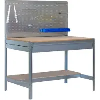 Proregal Werkbank BUFFALO mit Werkzeugwand und Schubfach | HxBxT 84x120x61cm | Traglast 600kg | Verzinkt