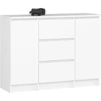 Akord Kommode K100 Weiß 101 cm 2 Türen 3 Schubladen 4 Regalböden B101xH76xT35 cm