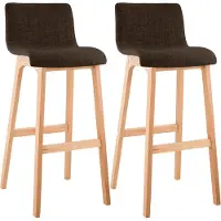 DELUKE 2er Set Barhocker TENAR - Stoff Braun 41x46x102 cm Braun | Barstuhl Mit Lehne Tresenhocker Tresenstuhl Kneipenhocker Kneipenstuhl