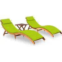 Syfax Sonnenliegen 2 Stk. mit Tisch und Auflagen Massivholz Akazie