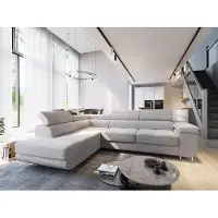 Masseno Ecksofa APIRO L-S mit Schlaffunktion L-Form, Sofa mit Bettkasten, Wohnzimmersofa, Couch, Soffa, Bettsofa, Couchgarnitur- Creme, POSO 100