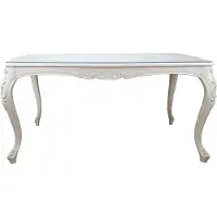 Casa Padrino Barock Luxus Esstisch Weiss 200 x 100 x H. 78 cm - Esszimmertisch mit Glasplatte - Hotel & Restaurant Möbel - Italy