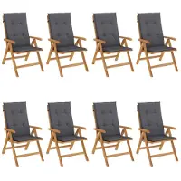Syfax Gartenstühle mit Auflagen 8 Stk. Massivholz Teak
