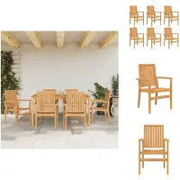 vidaXL Gartenstühle 6 Stk. Stapelbar 56,5x57,5x91 cm Massivholz Teak - Gartenstühle
