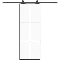 Syfax Schiebetür mit Beschlag Schwarz 76x205 cm ESG-Glas