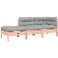 vidaXL Gartensofa mit Kissen und Hocker 3-Sitzer