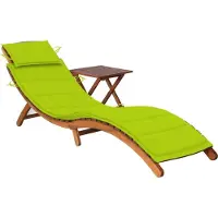 Syfax Sonnenliege mit Tisch und Auflage Massivholz Akazie