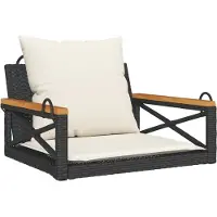vidaXL Hängesessel mit Kissen Schwarz 63x62x40 cm Poly Rattan
