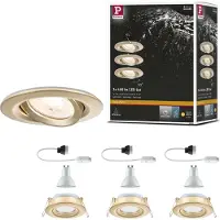 Paulmann Einbauspot Nova, 3er, gold, dimmbar, IP65, 2.700 K dimmbar, messing / gold, für Badezimmer, Aluminium, Modern, Einbaustrahler