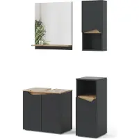 Vicco Badmöbel-Set Marelle Anthrazit 4 Teile, Model 47694