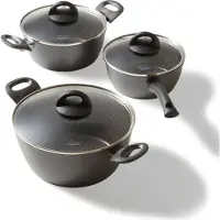 Stoneline CERAMIC Keramik Kochgeschirr-Set 6-teilig 18/20/24 | mit Deckeln