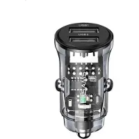 EKO , Autoladegerät 15W Doppelt USB-A QuickCharge 3.0, Schwarz transparent