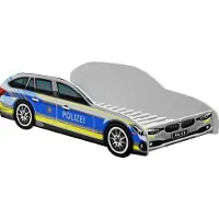 KIDS Collection Autobett Kinderbett Jugendbett 70x140 | 80x160 mit Rausfallschutz & Matratze | 70x140 cm Polizei Polizeiauto Polizist Kinder Spielbett