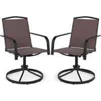 Costway 2er Set Gartenstühle 360° drehbar, Terrassenstühle mit schnell trocknendem Stoff, Drehstühle, Balkonstühle bis 150 kg Kaffee