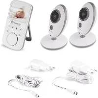 Lionelo Babyline 5.1 Babyphone mit Kamera Baby Monitor Zweiwege-Kommunikation Reichweite von 300 Meter Zwei Kameras im Set Nachtmodus VOX-SystemWeiß