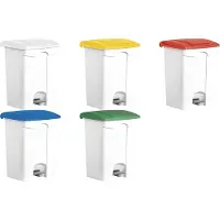 Helit Tret-Abfalleimer the step, 70 Liter, weiß/gelb (5690706)