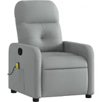 Syfax Massagesessel mit 6-Punkt-Vibrationsmassage und manueller Liegefunktion, Stoff Hellgrau, 66x89x96 cm