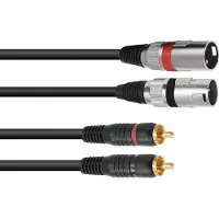 Omnitronic 3022522E XLR Adapterkabel [2x XLR-Stecker 3 polig - 2x Cinch-Stecker] 6.00 m Schwarz