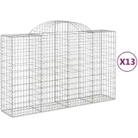 vidaXL Gabionen mit Hochbogen 13Stk. 200x50x120/140cm Verzinktes Eisen