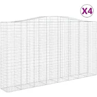 vidaXL Gabionen mit Hochbogen 4 Stk. 400x50x220/240cm Verzinktes Eisen