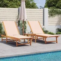 vidaXL Sonnenliegen 2 Stk. - Hohe Qualität - Creme Massivholz Akazie und Textilene - Gartenliegen CC13703