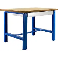 Proregal Werkbank BUFFALO WOOD mit Schublade | HxBxT 87x120x75cm | Traglast 600kg | Blau