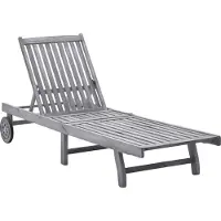 Syfax dkd-home-decor Sonnenliege Akazie Massivholz grau 199 x 59/63 x 30/62/76/85 cm mit verstellbarer Rückenlehne und 2 Rädern