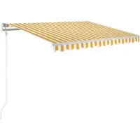 vidaXL Automatische Markise mit LED & Windsensor 350x250 cm Gelb/Weiß