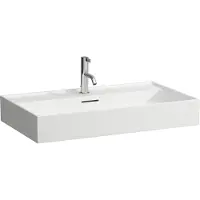 Laufen Kartell Aufsatzwaschtisch, 3 Hahnlöcher, mit Überlauf, 800x460mm, H8163367571081, Farbe: Weiß Matt